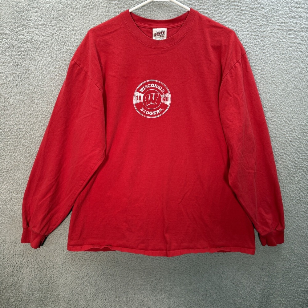 Vintage‎ Wisconsin Badgers Shirt Adult 2XL XXL Red NCAA College Sports 90s Y2K *